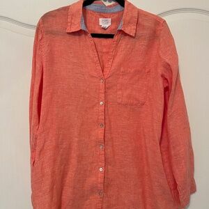 Sigrid Olsen Linen Blouse Coral Color Large